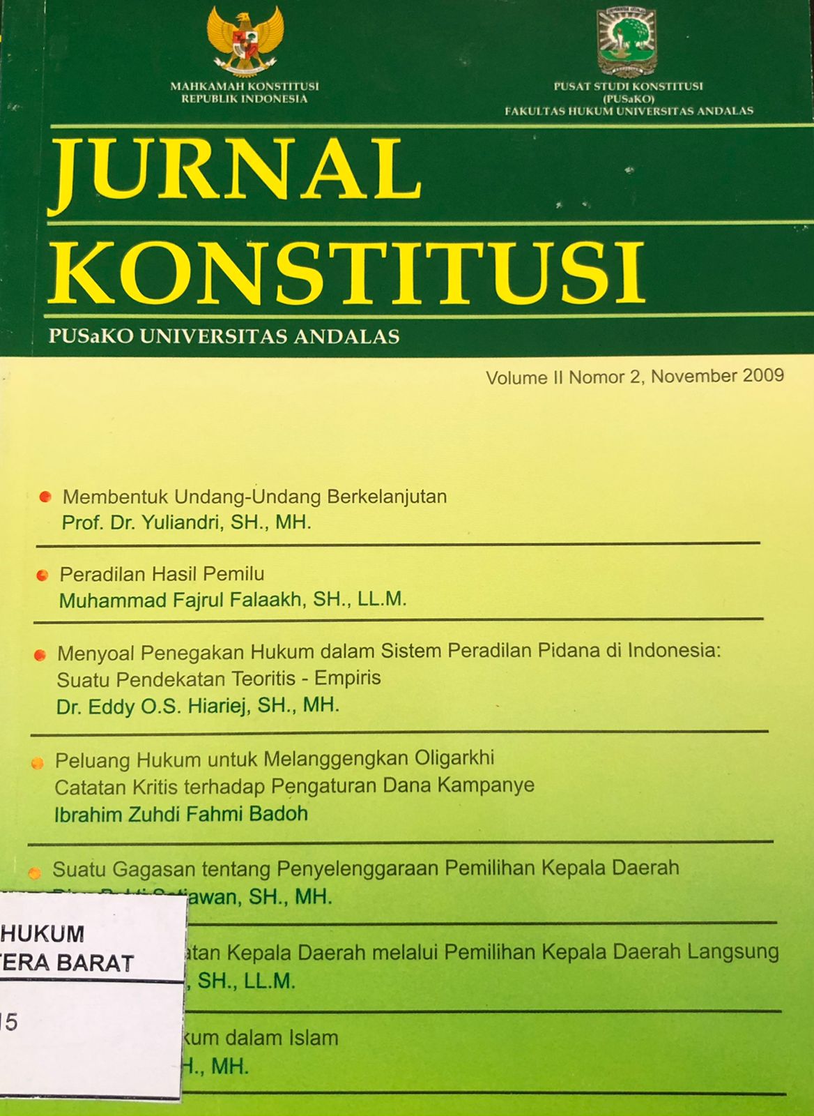 Jurnal Konstitusi (Volume II No. 2, November 2009)